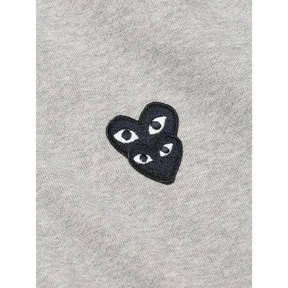 COMME DES GARCONS CDG PLAY GRAY FULL ZIP HOODIE WITH BLACK HEART - Picture 6 of 8